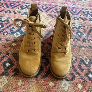 Zodiac Women's Latte Leather Paisley Lace-Up Side Zip Ankle Boots
